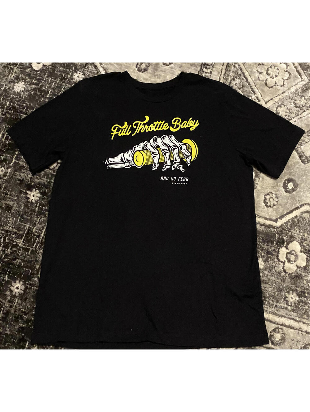Dingo Boots Black 'Full Throttle Baby' Graphic T-Shirt Lg